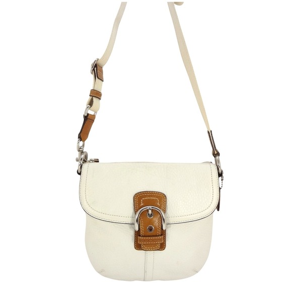 Coach Handbags - Coach Soho Flap Crossbody Small White Pebbled Leather Buckle Bag